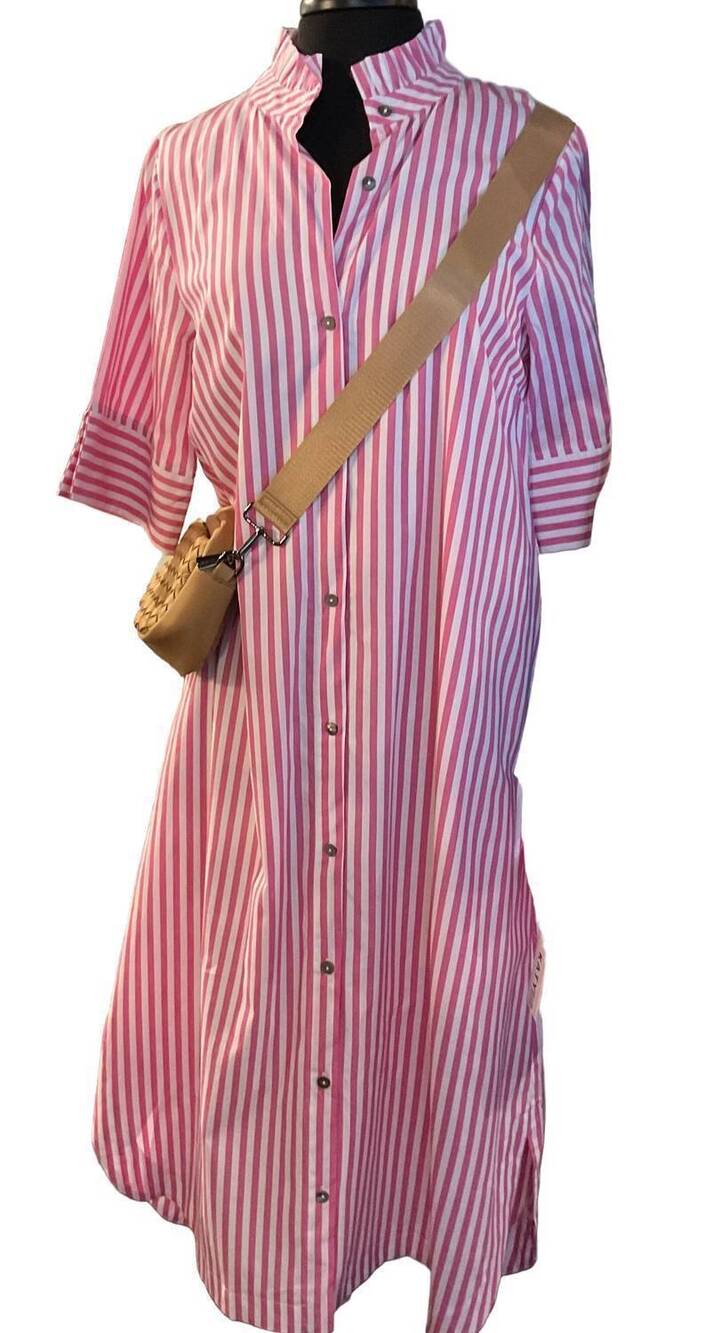 NEW ENTRO women's sophia midi dress in pink stripe